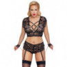 Bra and crotchless suspender briefs